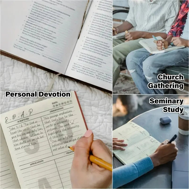 Elegant Leather Bible Study Guide and Prayer Diary - With Scripture Section - No-Date Christian Plan Book