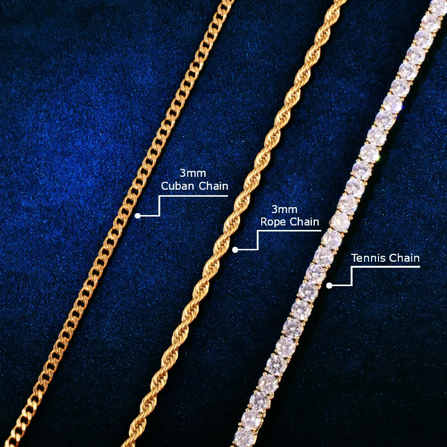 One Row Cross Pendant For Men Women With 4mm Zirconia Necklace Chain Copper Hip Hop Rock Jewelry