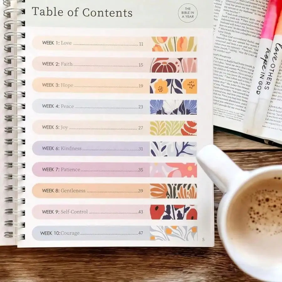 52-Week Women's Bible Study Plan Spiral-Bound One Year Bible Workbook Daily Guided Reading Note Space