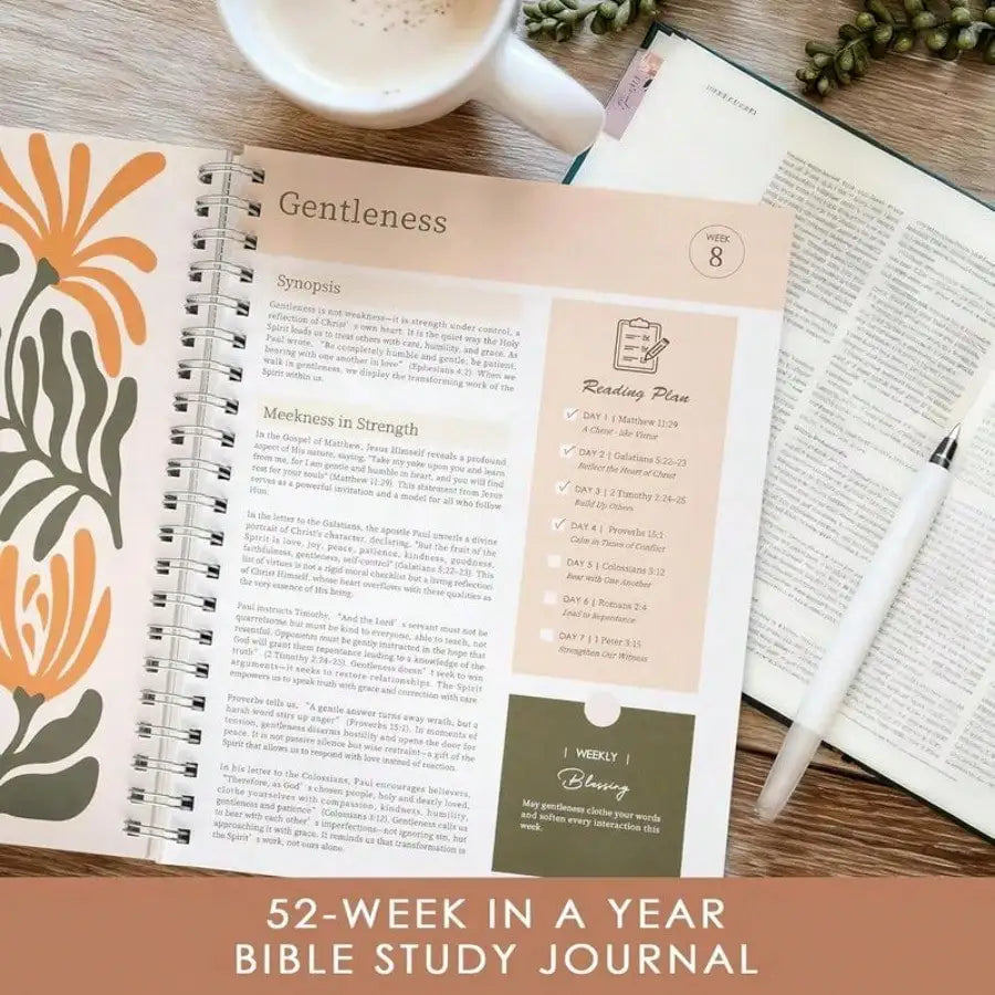 52-Week Women's Bible Study Plan Spiral-Bound One Year Bible Workbook Daily Guided Reading Note Space