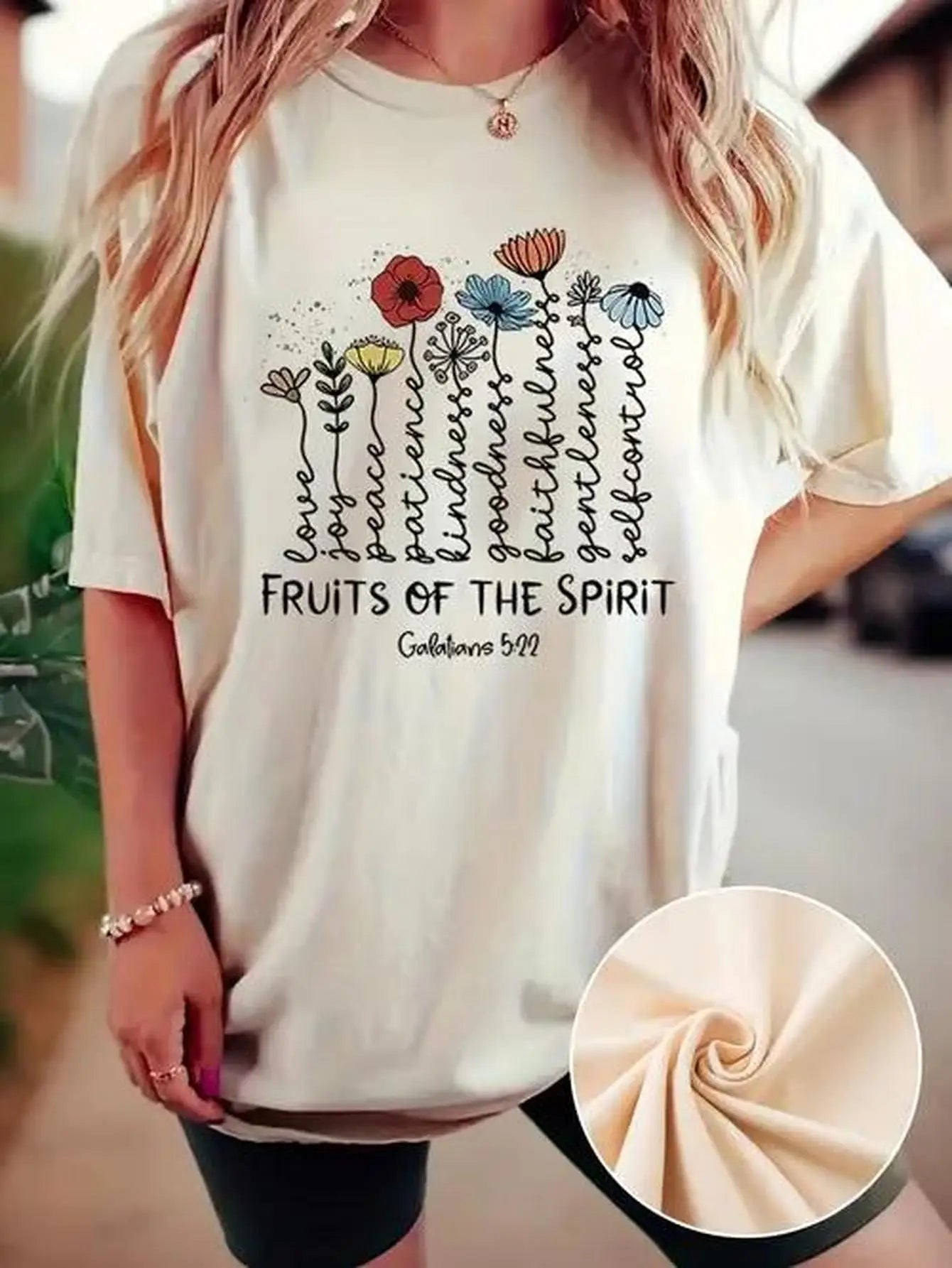 Women T-shirt Fruits of the Spirit Floral T-Shirt for Women - Religious Christian Tee