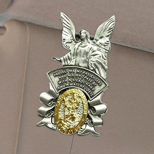 Angel Visor Clip Saint Christopher Medals For Car Angel St Christopher Visor Clip Accessories Bless Driving Religious Gift