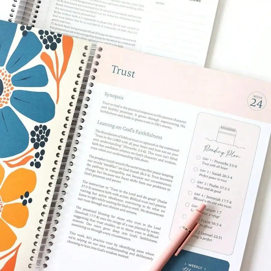 52-Week Women's Bible Study Plan Spiral-Bound One Year Bible Workbook Daily Guided Reading Note Space