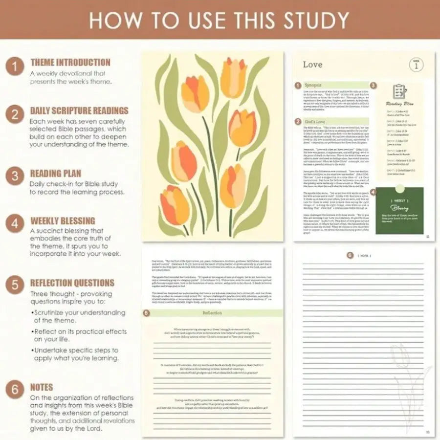 52-Week Women's Bible Study Plan Spiral-Bound One Year Bible Workbook Daily Guided Reading Note Space