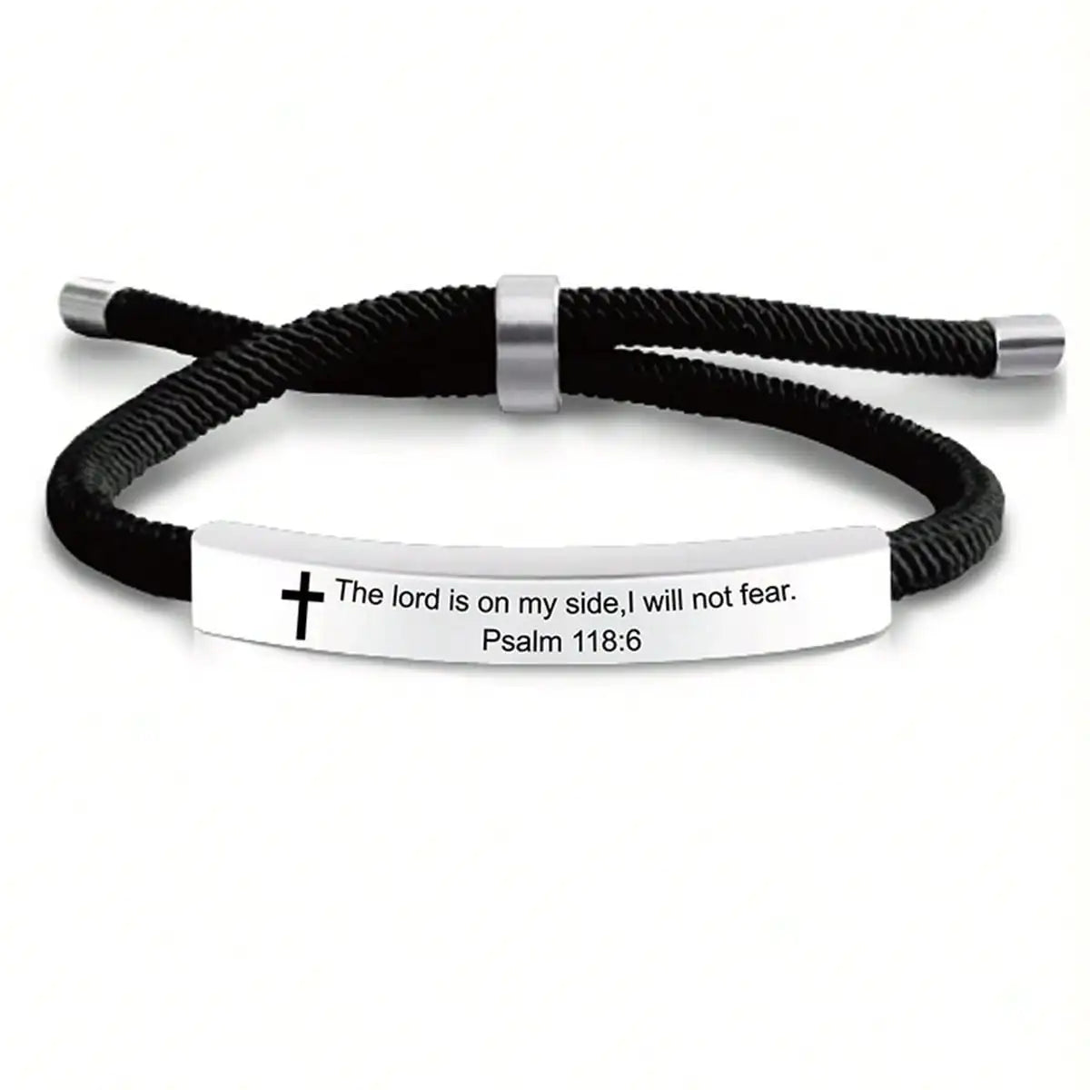 Stainless Steel Bible Verse Bracelet with Cross Charm for Men and Women